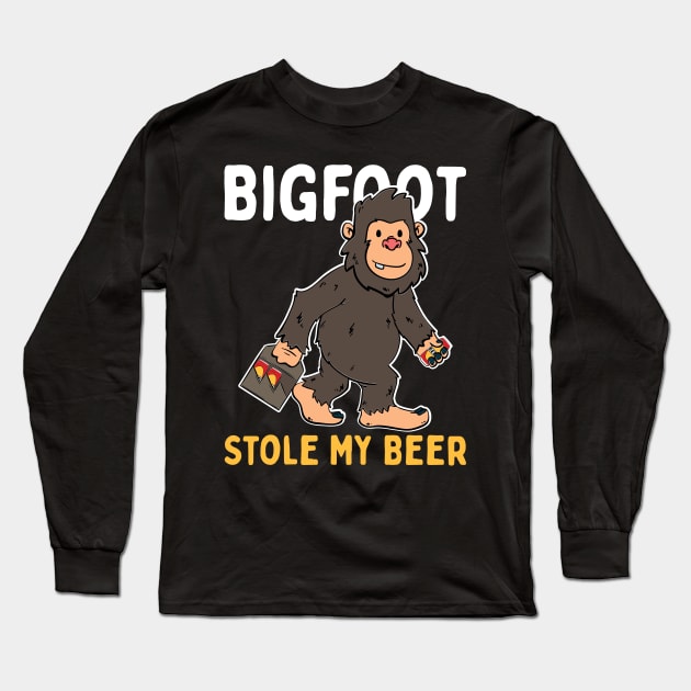 Bigfoot Stole My Beer Long Sleeve T-Shirt by maxcode